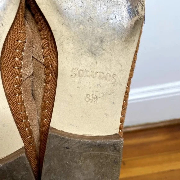 Soludos Tan Venetian Soft Cowhide Suede Slip On Round Toe Loafers - Picture 10 of 10